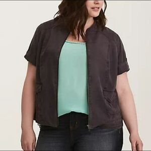 Torrid Tencel Utility Shirt Jacket in Charcoal sz 1X